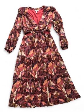 sofia by sofia vergara Burgundy Multi Floral Tiered V-Neck Maxi Dress